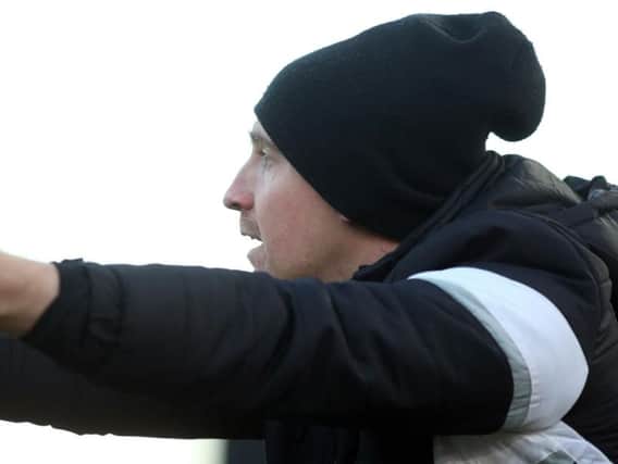 Steve Kinniburgh dishes out some instructions during Corby Town's 1-0 loss to Bedworth United. Pictures by Alison Bagley