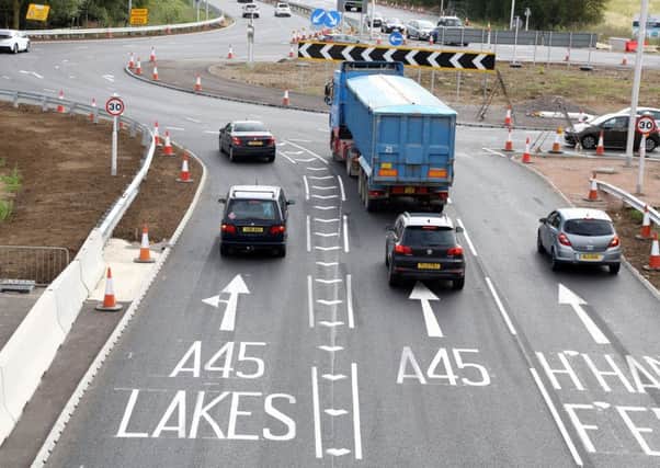 The roadworks on the A45 are being carried out between Rushden Lakes and Raunds