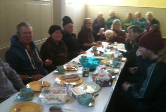 A shared lunch on New Year's Eve at the Quakeer Meeting House in Wellingborough