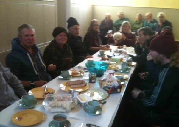 A shared lunch on New Year's Eve at the Quakeer Meeting House in Wellingborough