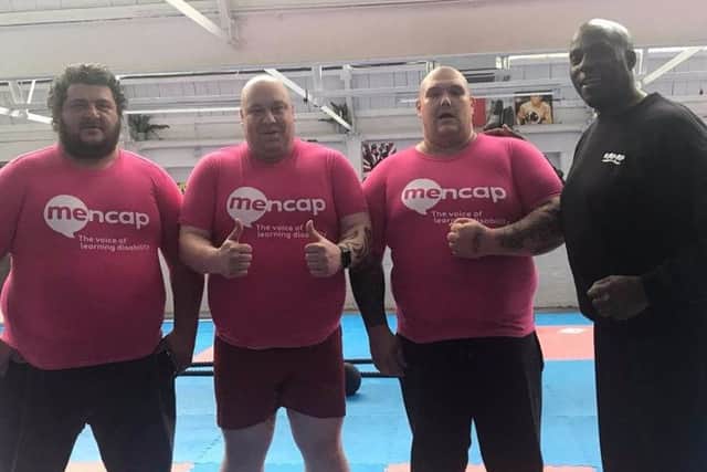 L-R: Paul Lee, Liam Warren, Jody Jacobsen and fitness coach Morris Young. NNL-180401-124028005