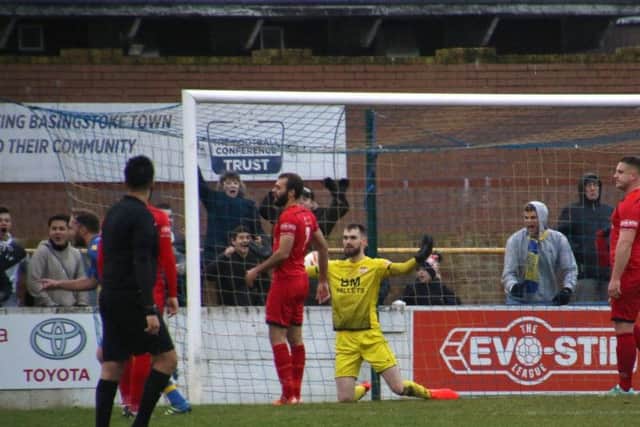 Kettering Town suffered a third away defeat of the season at Basingstoke Town on Saturday and now face a long trek to Tiverton Town tonight. Picture by Peter Short