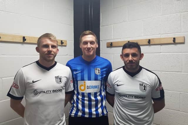 Corby Town's new signings. From left: Jake Bettles, Ashley Robinson and Lee Garvie