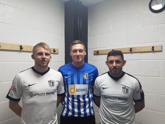 Corby Town's new signings. From left: Jake Bettles, Ashley Robinson and Lee Garvie