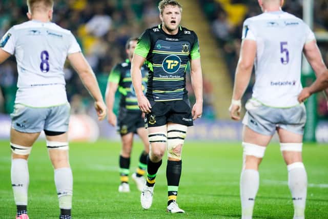 Jamie Gibson and Saints will be looking to put things right against Saracens at Allianz Park (picture: Kirsty Edmonds)