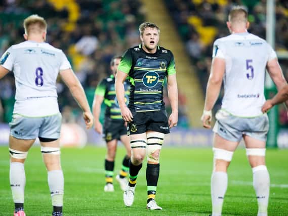 Jamie Gibson and Saints will be looking to put things right against Saracens at Allianz Park (picture: Kirsty Edmonds)
