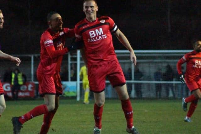 Brett Solkhon scored Kettering Town's fourth goal in their 4-2 success at Merthyr Town