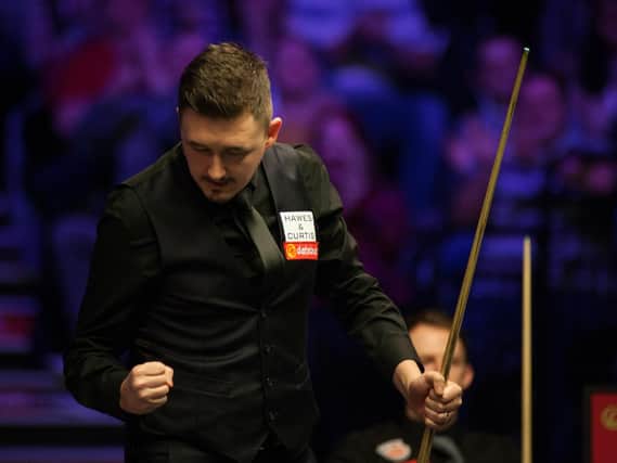 Kettering's Kyren Wilson celebrates after he booked his place in the Dafabet Masters final. Picture courtesy of World Snooker