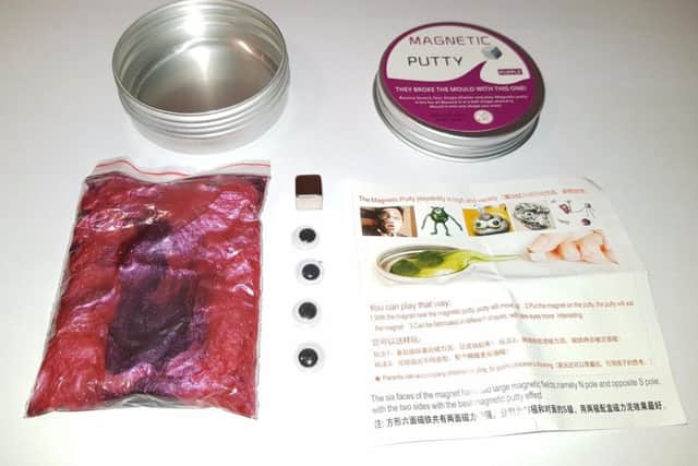 An example of magnetic putty was tested for seven times the legal limit for arsenic.