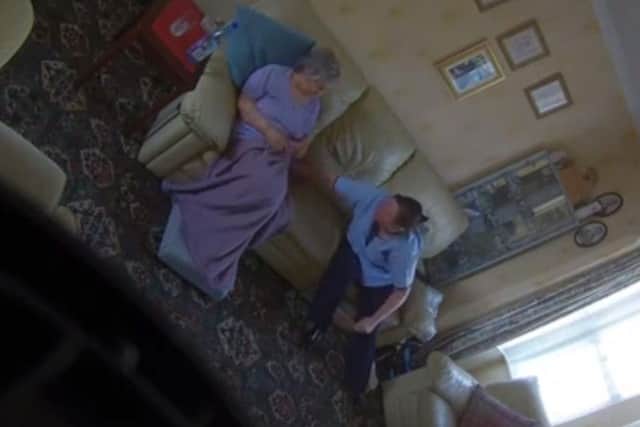 The moment the carer leaned in and slapped Mrs Marsden.