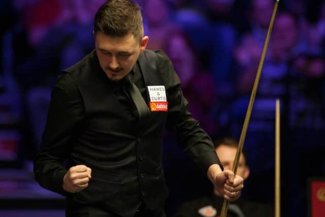 Kyren Wilson celebrates after his stunning fightback against Judd Trump in the semi-final of the Dafabet Masters