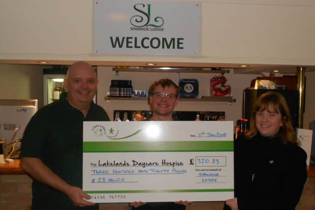 The cheque presentation from Spanhoe Lodge
