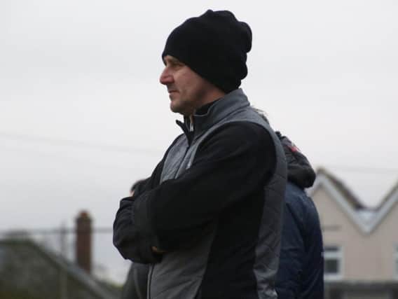 Marcus Law watches on during Kettering Town's 4-3 defeat to Royston Town at the weekend. Pictures by Peter Short