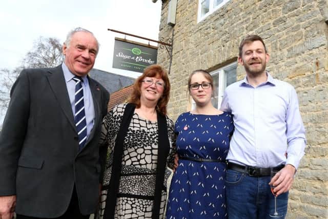 L-R: Keith Betts, wife Margaret, and Sage & Brooke co-owners Ellie Titmuss and Martin Allen. NNL-180602-154911005