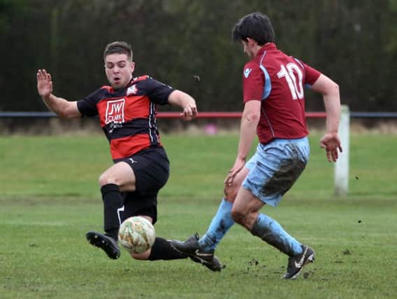 Action from Raunds Town's 5-3 victory over Bourne Town. Pictures by Alison Bagley