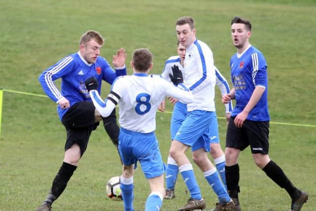 Action from Irthlingborough Rangers' 3-1 victory over Peterborough Brotherhood in the semi-finals of the NFA Area Cup