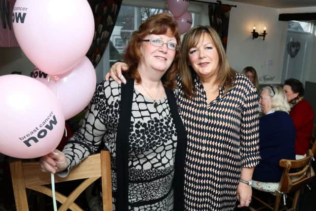 Charity Tea: Grafton Underwood: Charity tea for Boobs & Brass at Sage & Brooke cafe.
Margaret Betts (co-founder Boobs & Brass) with Robbie Stinson (organiser)
Tuesday February 6th 2018 NNL-180602-203056009