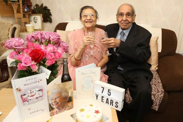 75th Anniversary: Wellingborough: l-r Jamuben and Gulab Chauhan who were married on February 14th 1943 in India. Friday February 16th 2018 NNL-180216-121923009