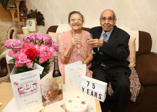 75th Anniversary: Wellingborough: l-r Jamuben and Gulab Chauhan who were married on February 14th 1943 in India. 
Friday February 16th 2018 NNL-180216-121923009