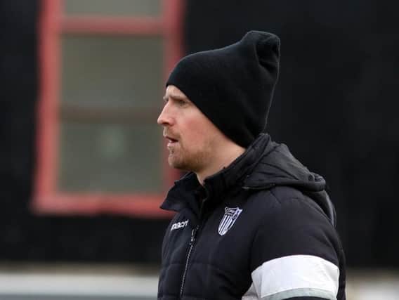 Steve Kinniburgh watches on during Corby Town's much-needed 2-0 victory over Loughborough Dynamo. Pictures by Alison Bagley