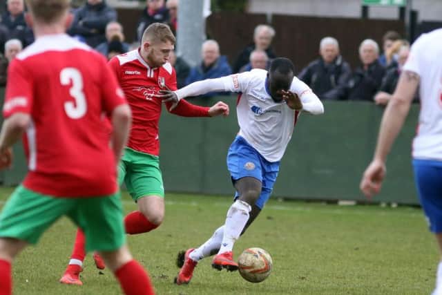 Joel Gyasi takes on a Chalfont player during Diamonds' win