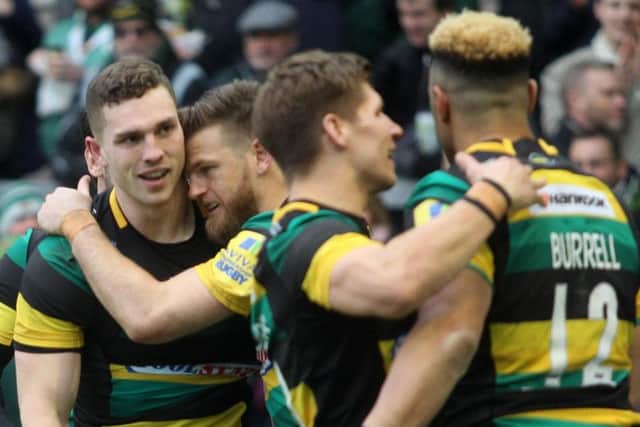 George North scored for Saints after being set up by Luther Burrell (pictures: Sharon Lucey)