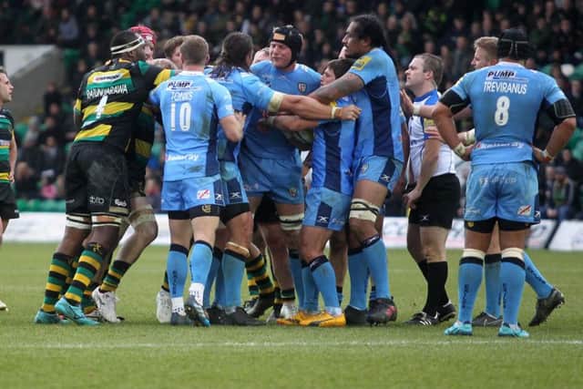 GARDENS BATTLE - action from Saints' weekend win over London Irish (Pictures: Sharon Lucey)