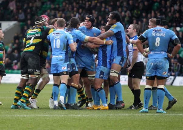 GARDENS BATTLE - action from Saints' weekend win over London Irish (Pictures: Sharon Lucey)