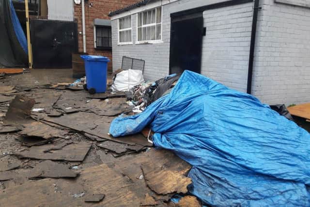 Some of the rubbish strewn across the entrance to the site. NNL-180219-153020005
