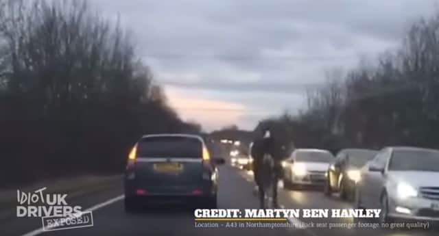Footage shows the horse trotting along the A43 in Northants. Pic: You Tube/Martyn Ben Hanley