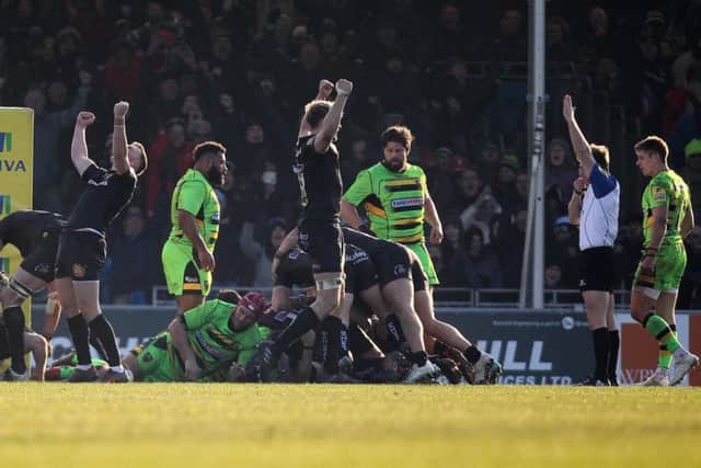 Saints conceded a last-gasp try to lose at Sandy Park (pictures: Sharon Lucey)
