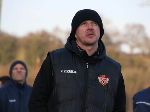 Kettering Town boss Marcus Law was frustrated after seeing his team lose 2-0 at Chesham United. Pictures by Peter Short