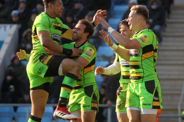 Saints scored three tries at Sandy Park and came so close to a superb away win (pictures: Sharon Lucey)