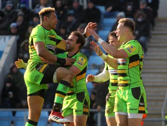 Saints scored three tries at Sandy Park and came so close to a superb away win (pictures: Sharon Lucey)