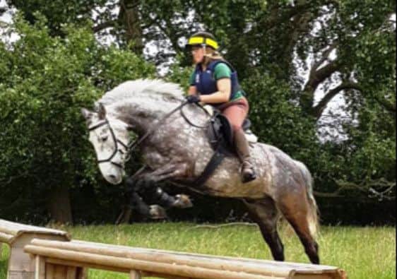 Tracey Watson riding her horse Dylan prior to her accident two years ago