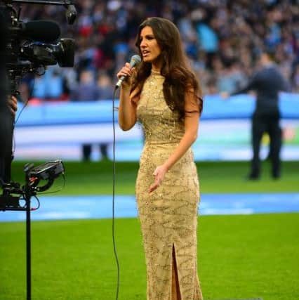 Faryl Smith performing the National Anthem at Wembley
