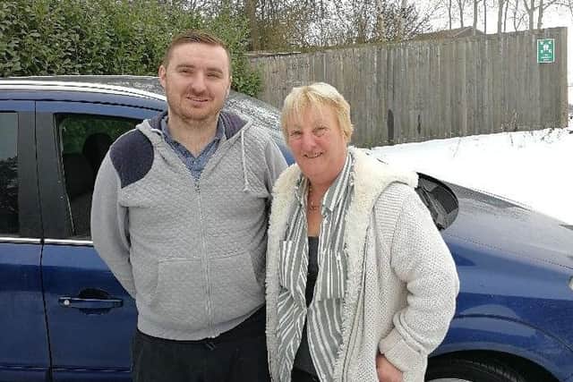 Jordan Douglas, who came to the rescue and helped care giver Dawn Baxter get to her clients in the heavy snow