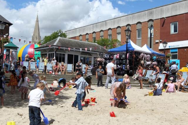 Wellingborough. Market Street. Beach comes to Market street. ENGNNL00120130308144119