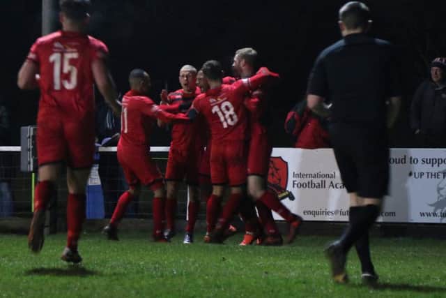The Poppies celebrate one of their four goals