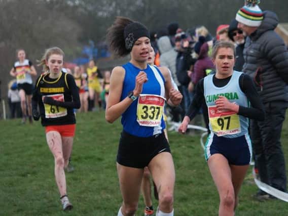 Emily Williams (337) secured her third succesive England cross country vest with sixth place at the English Schools National Championship