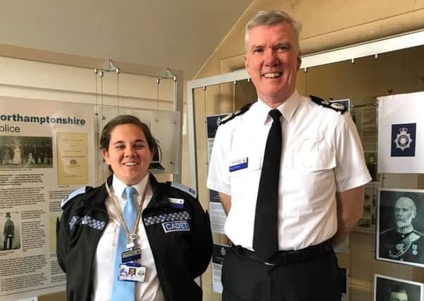 Abbie Tearl with chief constable Simon Edens