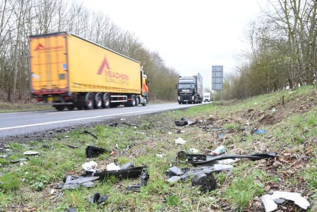 The scene of the crash on the A605