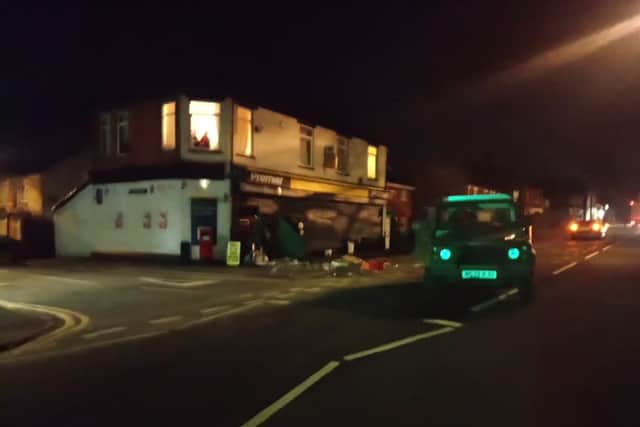 The aftermath of the ram raid at the Premier store in Finedon