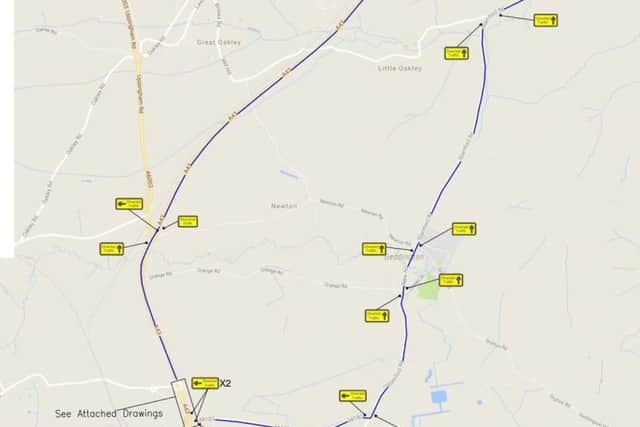 The official diversion during the roadworks. NNL-180604-144949005