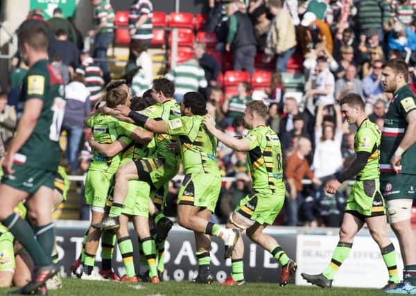 THAT WINNING FEELING! - the Saints players celebrate at the final whistle (Pictures: Kirsty Edmonds)