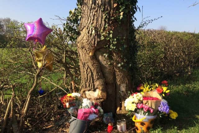 Floral tributes have been left at the scene of the car crash which killed Meredita Kelmelyte on Wednesday in Pytchley NNL-180420-100649005