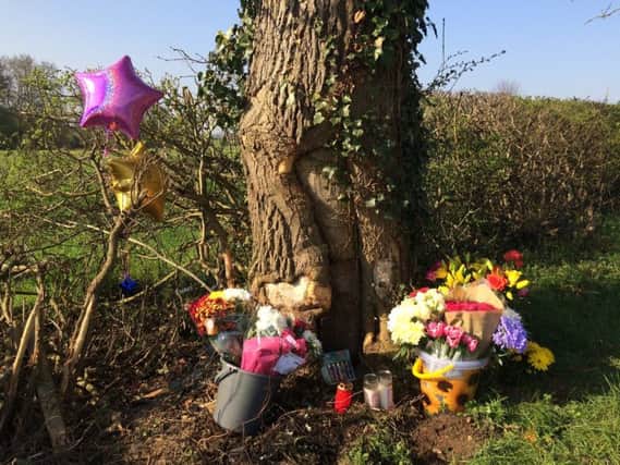 Floral tributes have been left at the scene of the car crash which killed Meredita Kelmelyte on Wednesday in Pytchley NNL-180420-100649005