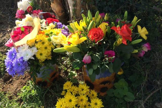 Floral tributes have been left at the scene of the car crash which killed Meredita Kelmelyte on Wednesday in Pytchley NNL-180420-100638005