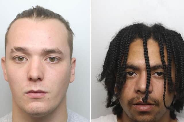 Chanze Nolan, left, leant out a rented car with a double-barreled shotgun and blasted an innocent teenager in the leg. Devonte Harris, right, was in the back seat.