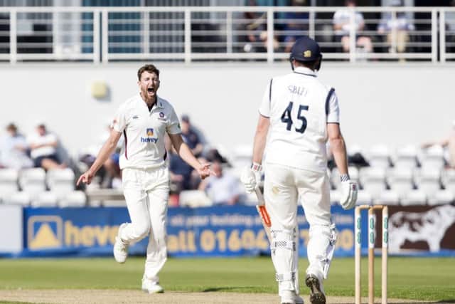 Richard Gleeson dismissed Dom Sibley (pictures: Kirsty Edmonds)